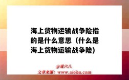 海上货物运输战争险指的是什么意思（什么是海上货物运输战争险)