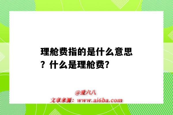 理舱费指的是什么意思？什么是理舱费？-图1