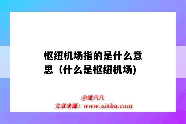 枢纽机场指的是什么意思（什么是枢纽机场)-图1