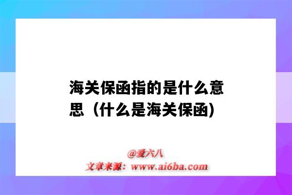 海关保函指的是什么意思（什么是海关保函)-图1