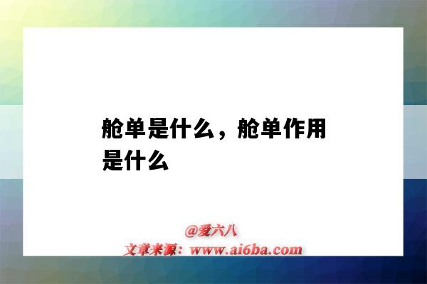 舱单是什么，舱单作用是什么（什么叫舱单）-图1