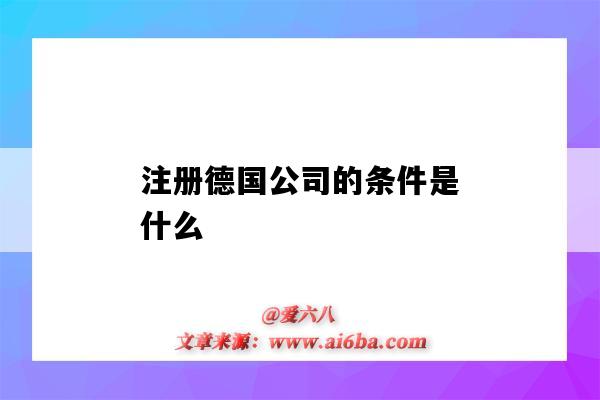 注册德国公司的条件是什么（在德国注册公司的条件）-图1